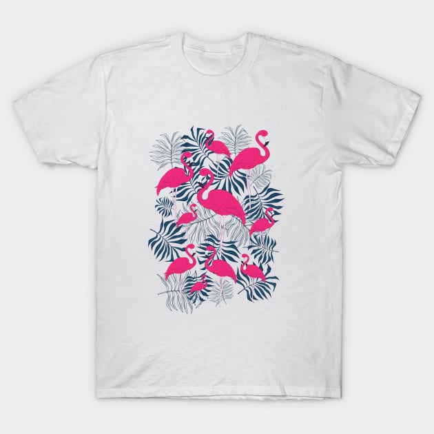 Pink Flamingo Pattern T-Shirt by novaya